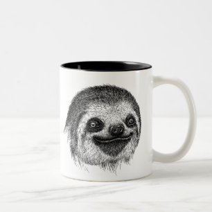 Happy Sloth Face Zweifarbige Tasse