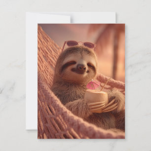 Happy Sloth Relaxen in einer Hängematte Postkarte