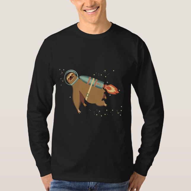 Happy Sloth Spaceman Rocket Jet Pack Angepasst T-Shirt (Vorderseite)