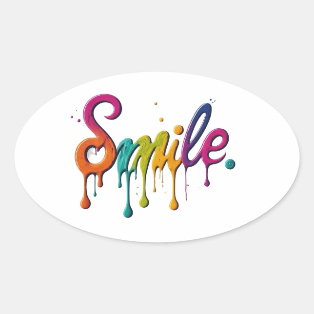 Happy Smile Ovaler Aufkleber (Vorderseite)