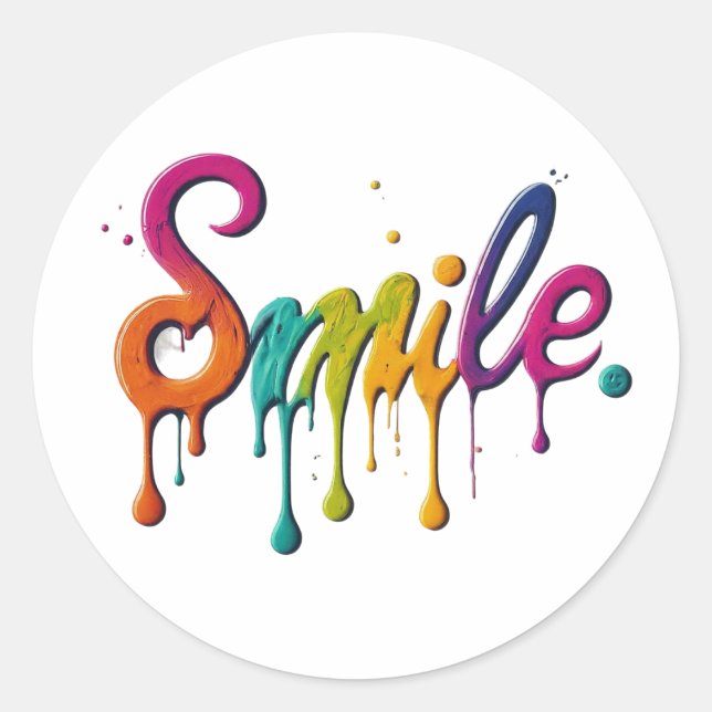Happy Smile Runder Aufkleber (Vorderseite)
