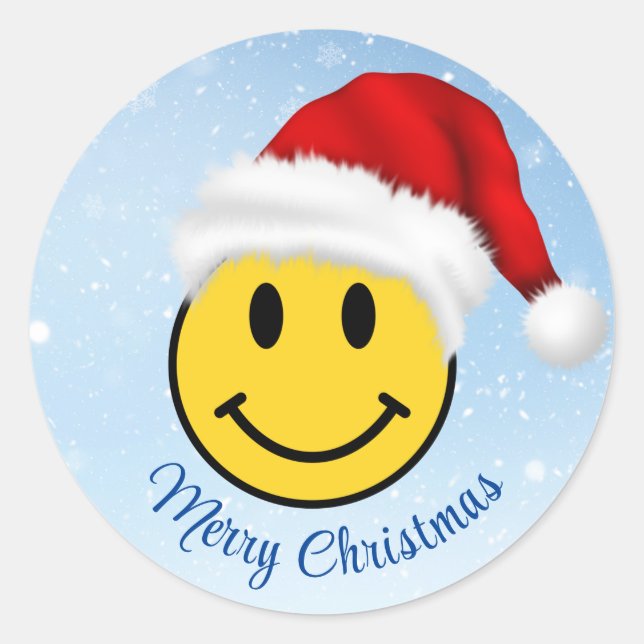 Happy Smile Santa Classic Round Aufkleber (Vorderseite)