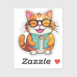 happy smiling cat aufkleber
