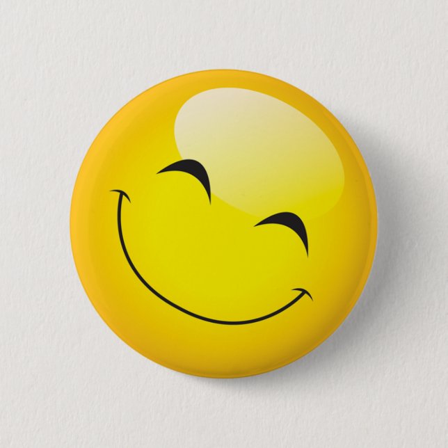 Happy Smiling Emoji Face Cute Cartoon Character Button (Vorderseite)