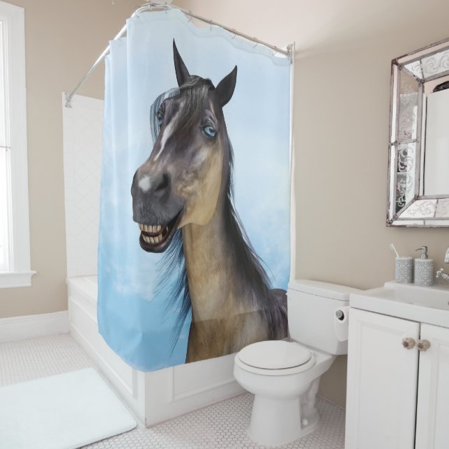 Happy Smiling Grulla Horse Duschvorhang (Beispiel)