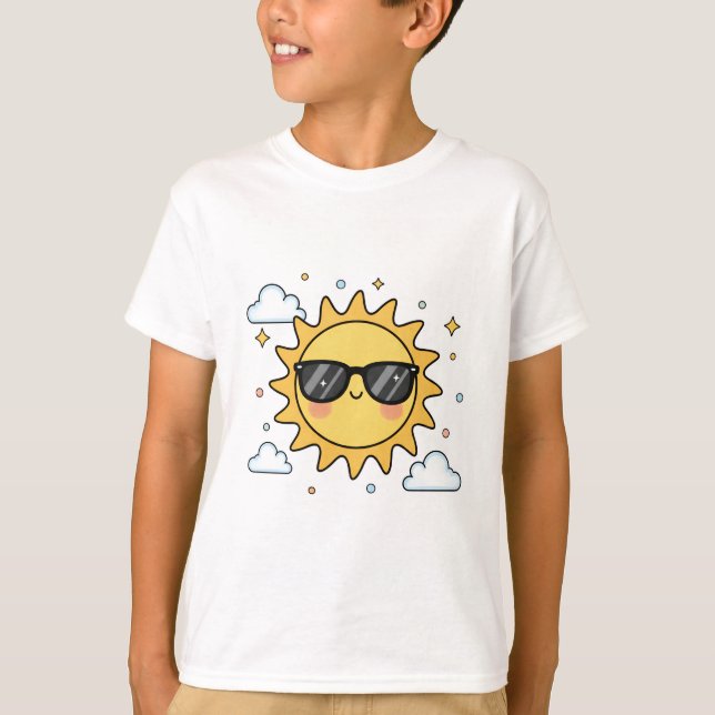 Happy Smiling Sun Cartoon - Minimalist Kawaii Suns T-Shirt (Vorderseite)