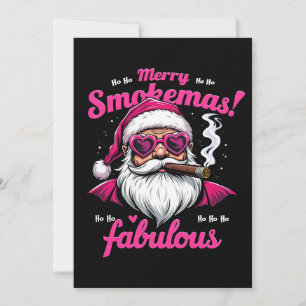Happy Smokemas Funny Santa mit Big Cigar Einladung
