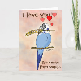 Happy Snack Budgie Bird Valentine's Day Card Feiertagskarte
