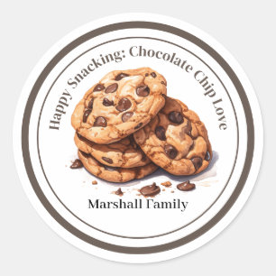 Happy Snack: Chocolate Chip Liebe Runder Aufkleber