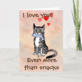Happy Snack Tabby Cat Valentine's Day Card Feiertagskarte