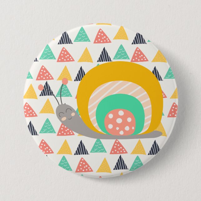 Happy Snail auf Dreiecken Button (Vorderseite)