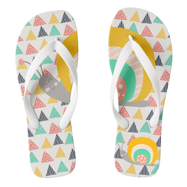 Happy Snail auf Dreiecken Flip Flops (Fußbett)