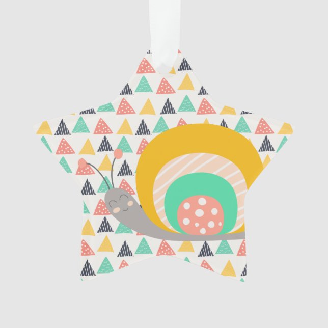 Happy Snail auf Dreiecken Ornament (Vorderseite)