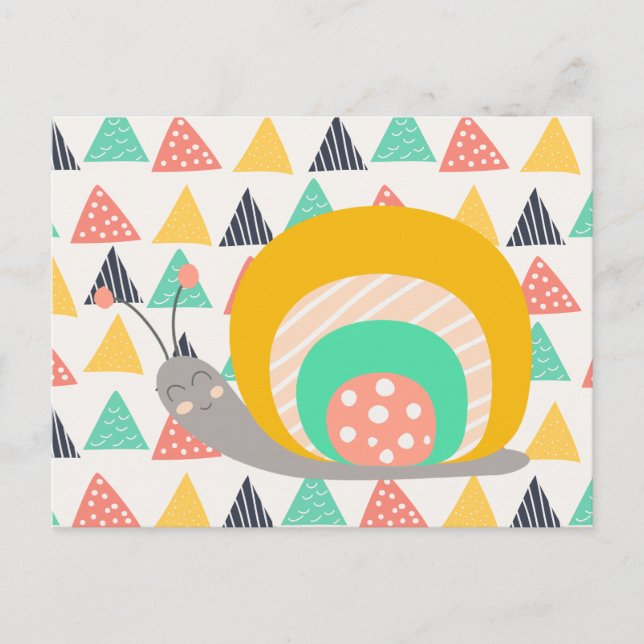 Happy Snail auf Dreiecken Postkarte (Vorderseite)