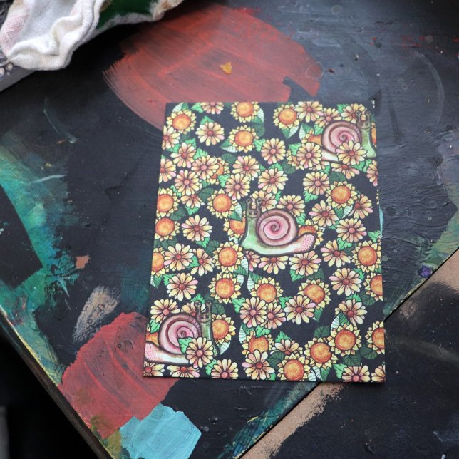 Happy Snail Blume Postkarte (Von Creator hochgeladen)