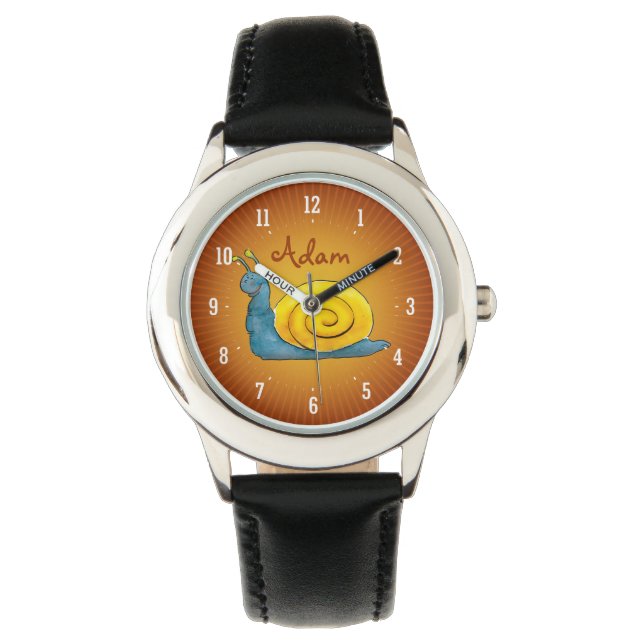 Happy snail | Persönliche Kinderbeobachtung Armbanduhr (Vorderseite)