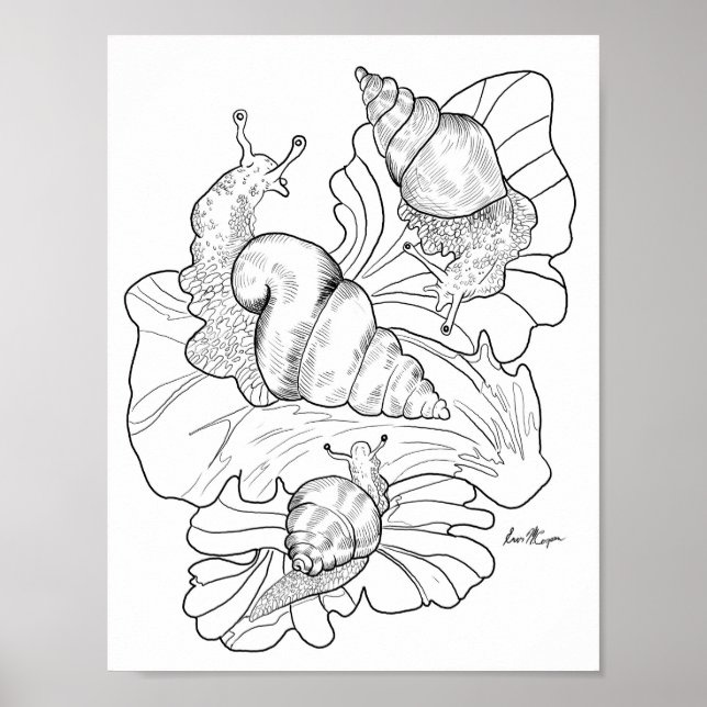 Happy Snails auf der Seite "Lettuce Leafs Art Colo Poster (Vorne)