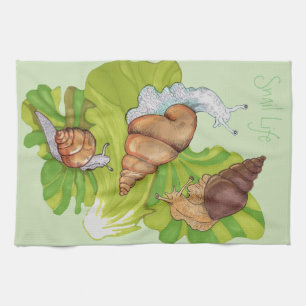 Happy Snails auf Lettuce Leaf Art Geschirrtuch