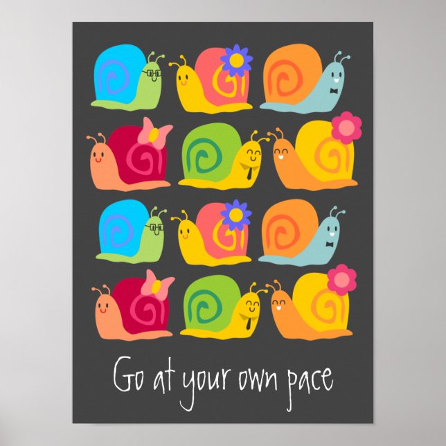 Happy snails niedliche Schnecken nach eigenem Temp Poster (Vorne)