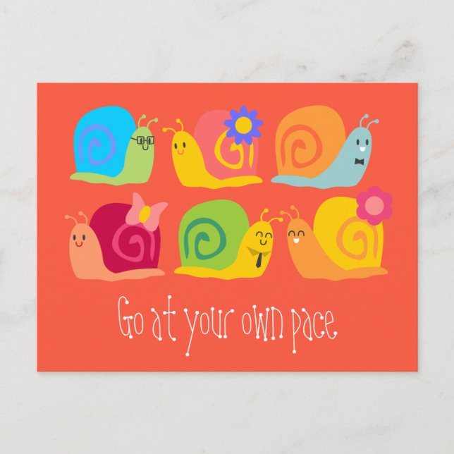 Happy snails niedliche Schnecken nach eigenem Temp Postkarte (Vorderseite)