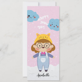 Happy Snow Day Illustration Name Lesezeichen Feiertagskarte