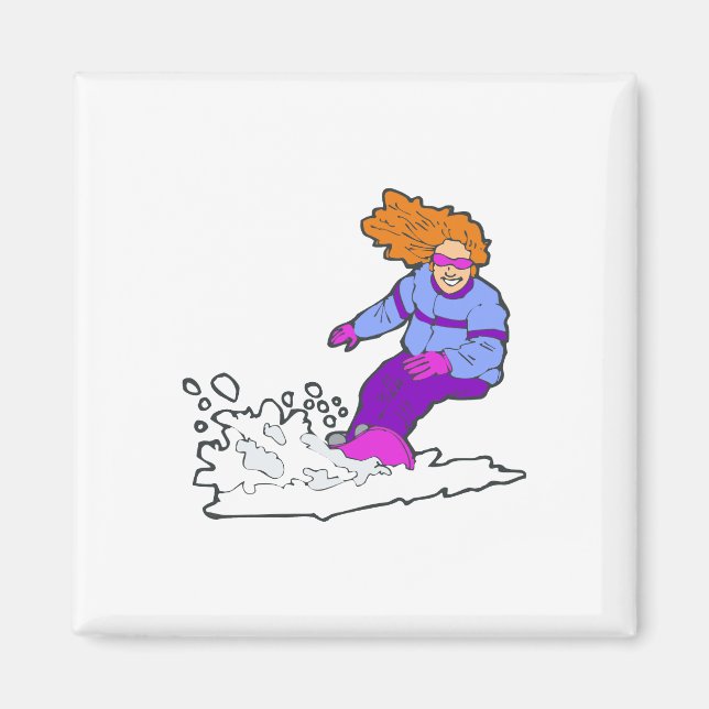 Happy Snowboarding Gal Magnet (Vorne)