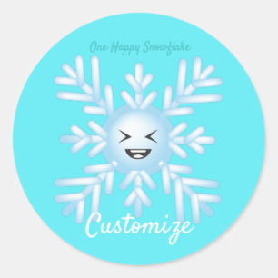 Happy Snowflake Emoticon Thunder_Cove  Runder Aufkleber