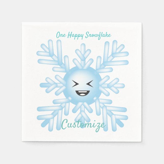 Happy Snowflake Emoticon Thunder_Cove Serviette (Vorderseite)