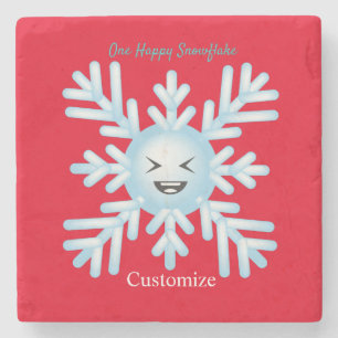 Happy Snowflake Emoticon Thunder_Cove  Steinuntersetzer