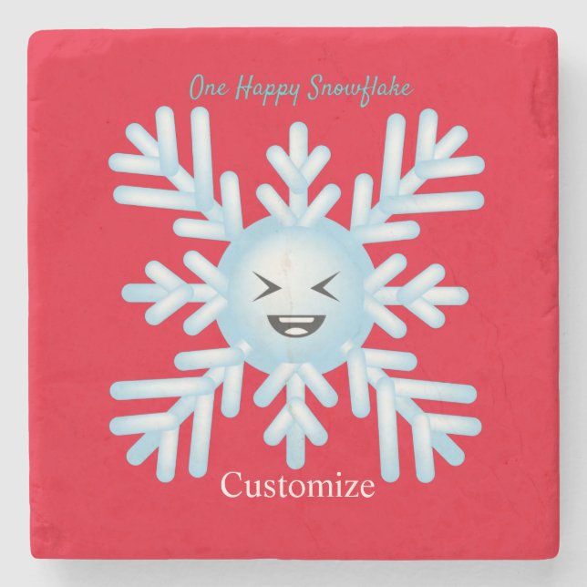 Happy Snowflake Emoticon Thunder_Cove Steinuntersetzer (Vorderseite)