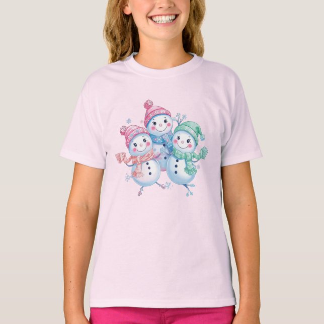 Happy Snowflake Friends – T-shirt de Noël pour enf (Devant)