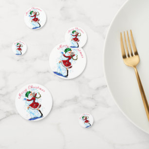 Happy Snowman and Girl Dance Tango Weihnachts-Part Konfetti