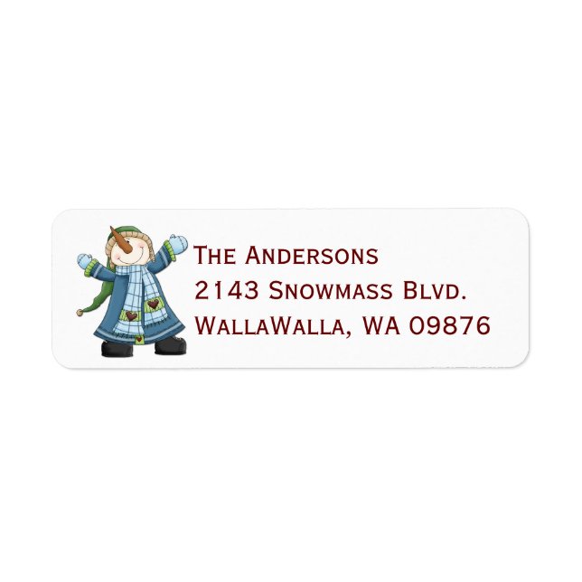 Happy Snowman Custom Holiday Address Label (Vorne)