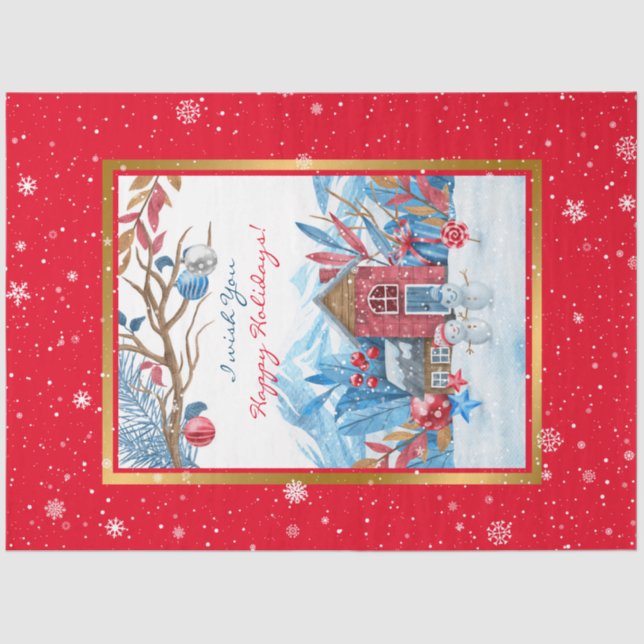 Happy Snowman Customize Seidenpapier (Vorderseite)