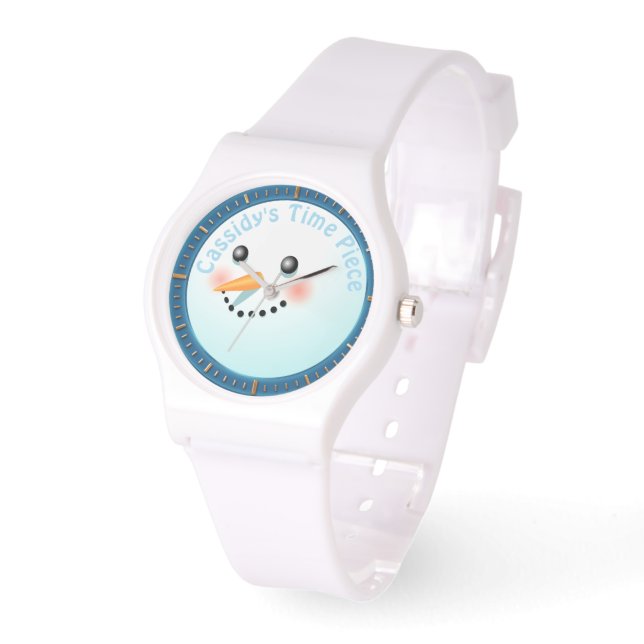 Happy Snowman Face Armbanduhr (Winkel)