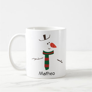 Happy Snowman Face Personalisiert Name Holiday Kaffeetasse