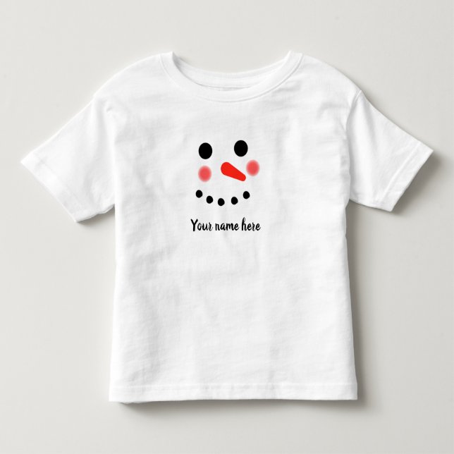 Happy Snowman Face Personalisiert Name T - Shirt (Vorderseite)