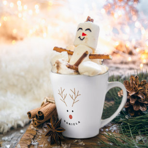 Happy Snowman Face Texte personnalisé Latte Mug