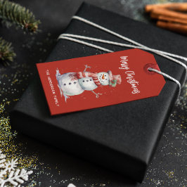 Happy Snowman Frohe Weihnachten Custom Familiennam Geschenkanhänger