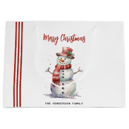 Happy Snowman Frohe Weihnachten Custom Familiennam Große Geschenktüte