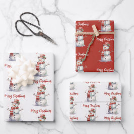 Happy Snowman Frohe Weihnachten Geschenkpapier Set