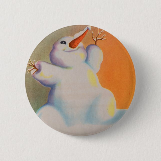 happy snowman greets the morning button (Vorderseite)
