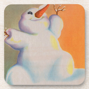 Happy Snowman grüßt den Morgen Getränkeuntersetzer