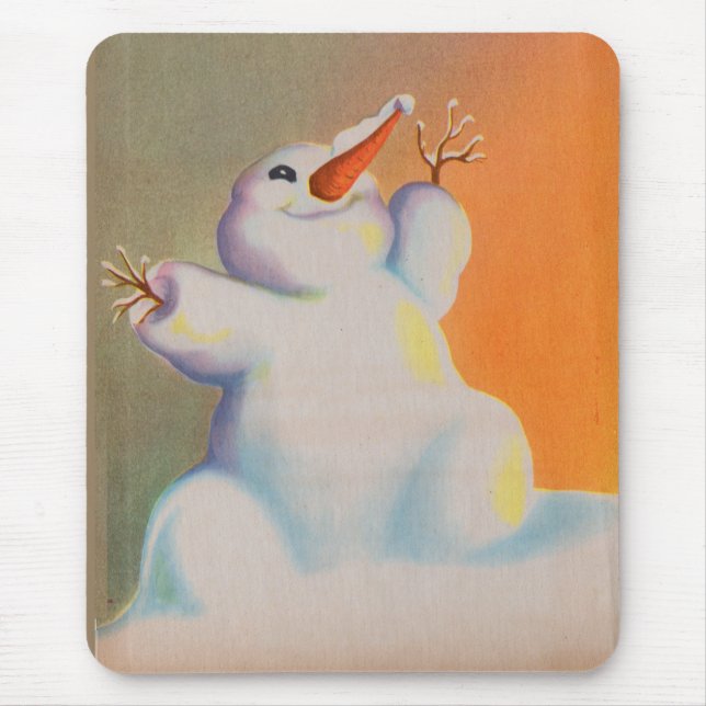 Happy Snowman grüßt den Morgen Mousepad (Vorne)