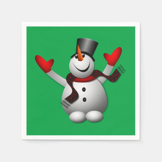 Happy Snowman Holiday Party Serviette (Vorderseite)