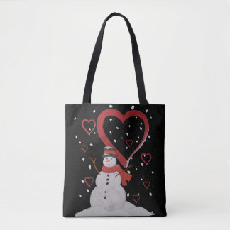 Happy Snowman im Schnee mit Herzen. Tasche