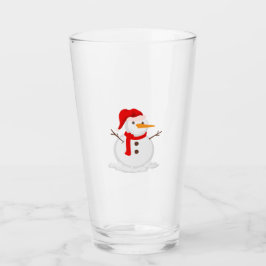 Happy Snowman in a Santa Hat Glas