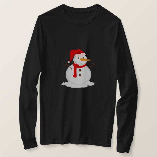 Happy Snowman in a Santa Hat T-Shirt (Design vorne)