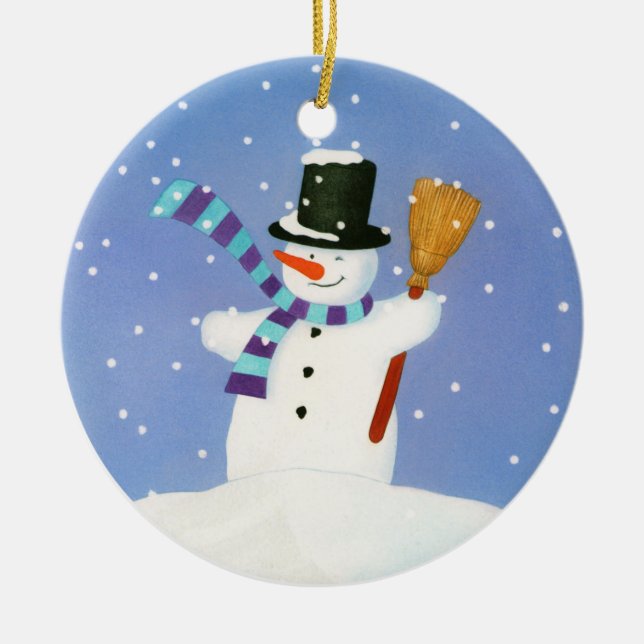 Happy Snowman Keramik Ornament (Vorne)