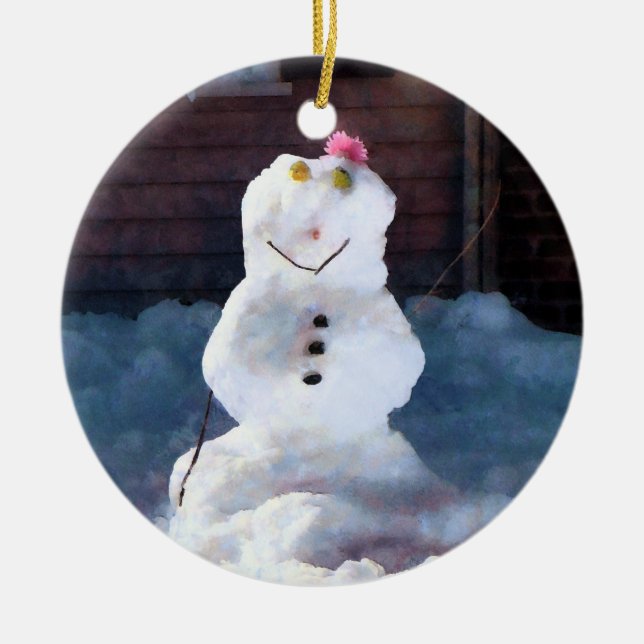 Happy Snowman Keramikornament (Vorne)